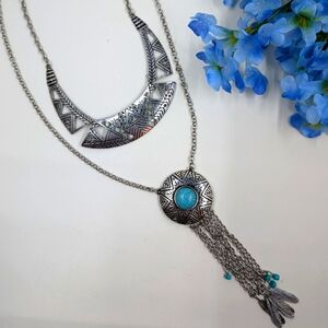Cute Boho Style Double Strand Vintage Y2K Necklace with Genuine Stone Accents